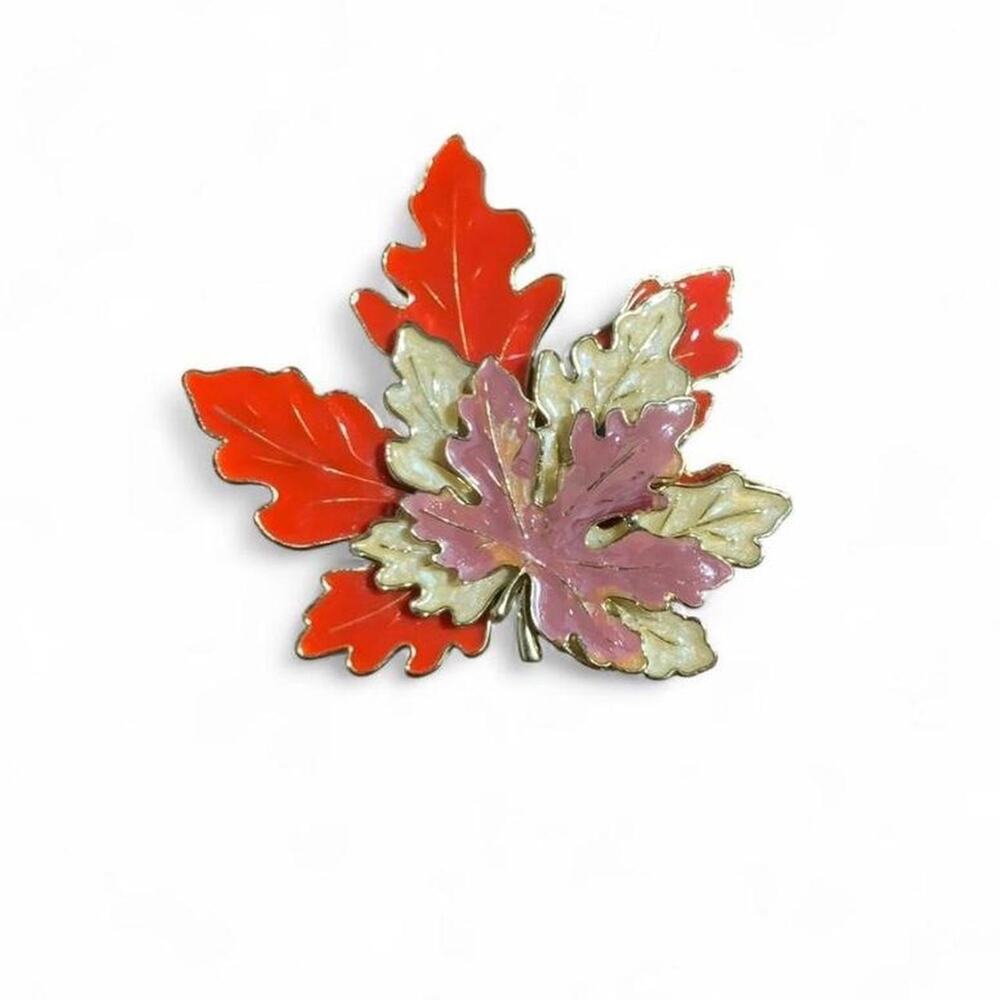 Estate Sale Find- Autumn Colors Maple Leaf Brooch Jewelry